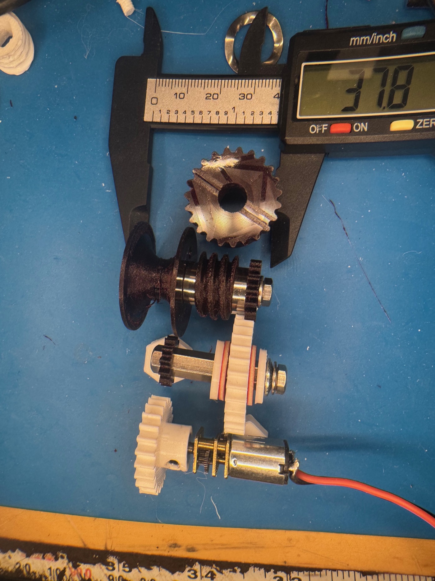 Calipers on a stacked gear assembly