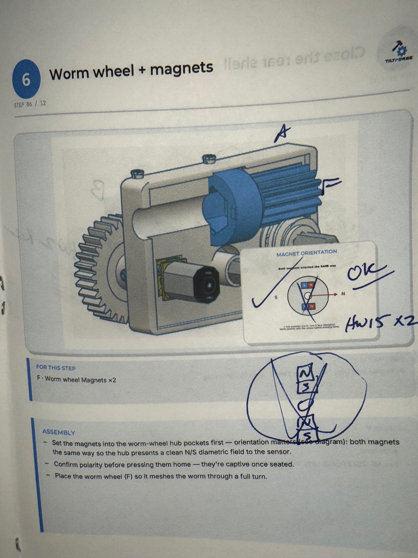 Hand-annotated assembly manual page