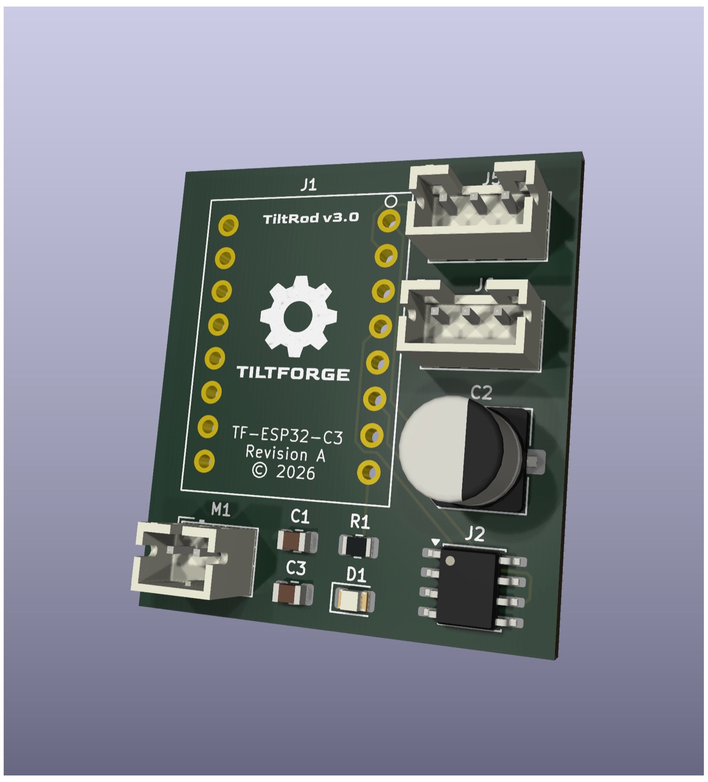 TiltRod v3 PCB render